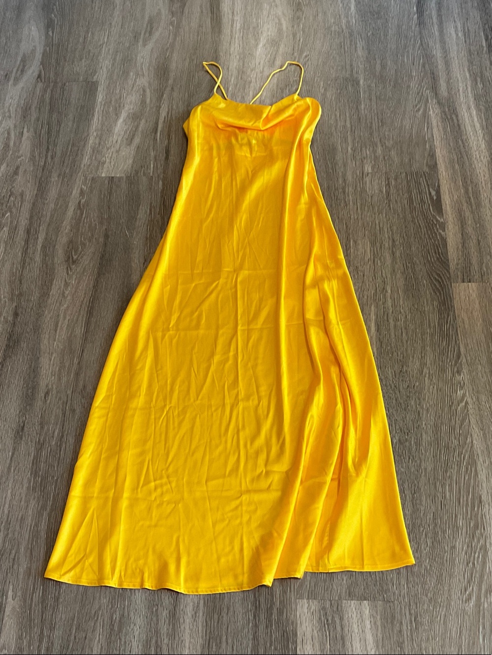 SHEIN Yellow Satin Slip Prom Dress